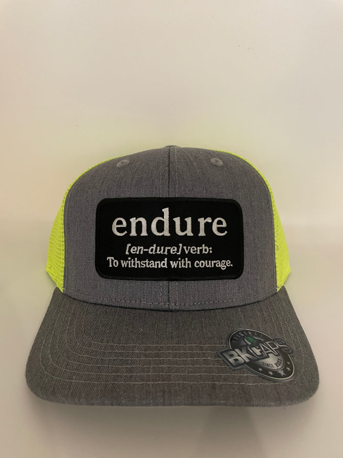 Grey and Neon Green Endure Trucker Hat