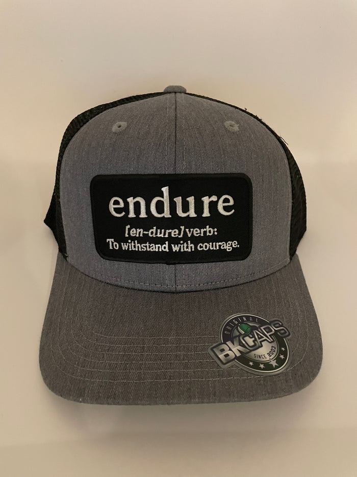 Grey and Black Endure Trucker Hat