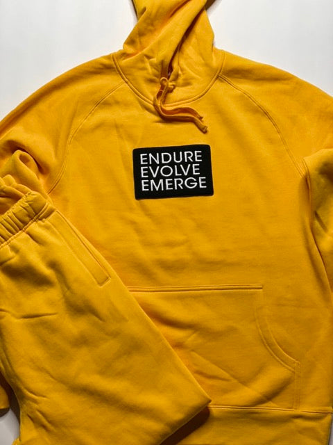 Endure Evolve Emerge Patch Hoodie set with Pants (Gold)